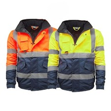 Hi Vis Viz Hochsicht Wasserdichte Bomberjacke Gepolstert Arbeitssicherheit 2 Ton