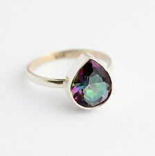 Mystik Topas facettierte Ring 925 Silber Edelstein Quarz Tropfen Mystic Bunt Neu