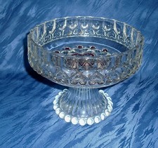 Walther Glas Schale  mit Fuß Herzmuster  Bonbonschale 17 cm hoch  Durchm. 20 cm