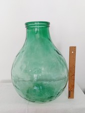 Alte große XL Glasflasche Gärballon Glasballon Ballonflasche grün 44cm Bodenvase
