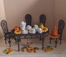 1:12 Puppenstube Halloween-gedeckter Gartentisch Kaffeeservice - Deko