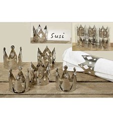 Karten- Serviettenhalter 6er Set Platzkarte Krone Hochzeit Taufe Weihnachten 4cm