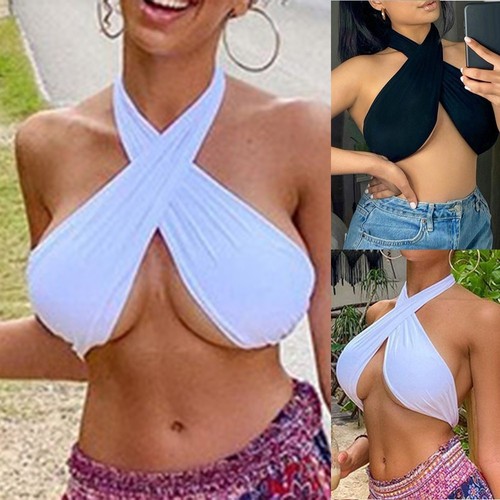 Damen neckholder crop tops - crop,