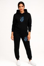 Damen Jogginganzug – Hoodie & Hose mit abstraktem Motiv – Freizeit Zweiteiler