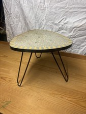 Vintage Nierentisch Beistelltisch Mosaiktisch Messingfüsse 50/60 Jahre Blumen