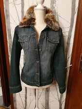 Cecil* Jeans Jacke Fellbesatz (abknöpfbar) Mid Blau Gr.M - wie Neu