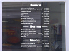 Preisliste Friseur Schaufensterbeschriftung Aufkleber Werbung Laden Geschäft 01