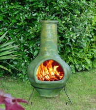 Großer original Mexico Terrassenofen Gartenofen Inkaofen in grün aus Terrakotta