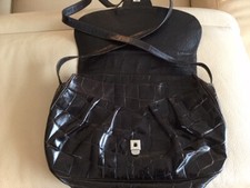 Patterson Tasche braun Leder, Lederinnenfutter Magnetverschluß Umhänge-  Clutch