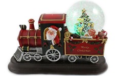 Schneekugel/Spieluhr 85mm Zug mit Weihnachtsmann Licht Schneeantrieb (6900260)