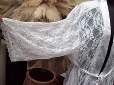 Sexy Morgenmantel weiß Glanzsatin mit transparenter Spitze  Gr. XXL 44 bis 50