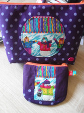 Set, Kosmetiktsche Schminktasche Minibörse Stoff handmade genäht Unikat Winter