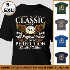 80. Geburtstag Geschenk T-Shirt Herren Vintage Oldtimer alle Jahrgänge 1943 1944