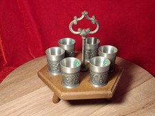 6  Zinnbecher Schnapsbecher rein Zinn mit Standfuß Larp Mittelalter Unbenutzt 