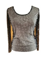 Shirt MAIS IL EST OU LE SOLEIL, Gr. S, Mesh, Blumen, Schwarz