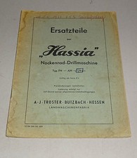 Teilekatalog / Ersatzteilliste Hassia Nockenrad Drillmaschine Typ FN AN LN 1958