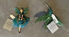 2x Gisela Graham Ballerina Kolibri Fee Engel Weihnachtsschmuck Christbaumschmuck