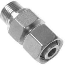 Gerade einstellbare Schneidringverschraubung L zöllig mit Rohrstutzen Edelstahl