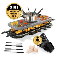 Raclette Fondue Set 12 Personen Grill Tischgrill Elektrogrill Raclettegrill XXL