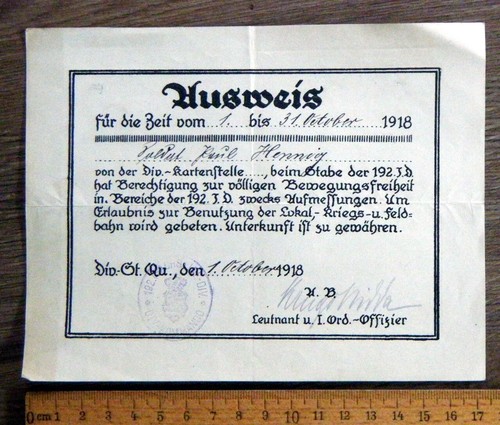Altes dokument ausweis 1918 - altes,