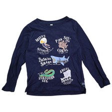 Joules Jungen T-Shirt Größe 5 Jahre Blau Einfarbig Langarm Rundhals 100% Baumwolle