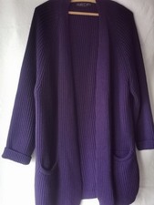 Marc Cain Strickjacke Cardigan Offen Lila Wollmischung Lang Größe 44 46 