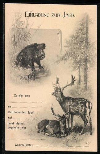 Künstler jagdeinladung - künstler-ak,