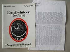 Auktionskatalog Waltraud Boltz Emailschilder Reklame von 1993
