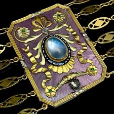 JUGENDSTIL GOLD EMAIL DIAMANT