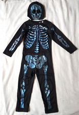 cooles 2tlg H&M HALLOWEEN Kostüm SKELETT Gr.110/116 Jumpsuit+Maske b