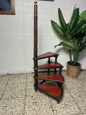 Antike Bibliotheksleiter aus 20. Jahrhundert Mahagoni Leiter England Leder Rot