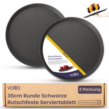 Schwarzes Rundtablett - 35cm