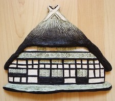 Orig. 80er Jahre Friesenhaus Keramik Wandbild Bauernhaus Dekoration 25 x 20,5 cm