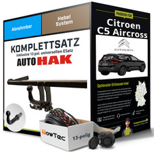 Für CITROEN C5 Aircross Typ A Anhängerkupplung abnehmbar +eSatz 13pol uni 11.18-