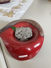 rote geschwungene Deko "Formano" Schale oder Kerzenhalter, gebr.