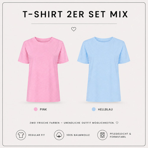 Damen shirt set - t-shirt, stk