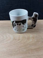 Kuh Keramik Becher 1980er Holsteiner Schwarz-Weiße-Milchkuh Kaffeepott Sammler