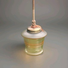 Art Deko Stab - Lampe mit tollen Glasschirm , Kordel um 1950 , 52 cm