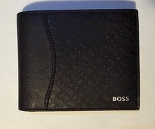 * Boss strukturierte Klapp-Geldbörse mit Monogramm-Muster Portmonee schwarz *