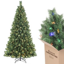 240 cm Künstlicher Weihnachtsbaum mit Beleuchtung Tannenbaum LED Warmweiß / Bunt