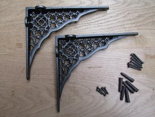 Regalträger Gusseisen Antikoptik 8" Gitter rustikal massiv Eiche Holz Regale