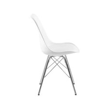 Actona Esszimmerstuhl Eris weiß chromfarbig Metall modern Lederoptik Stuhl