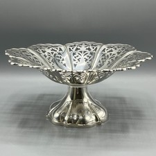 Antiker versilberter Standfuß Comport Obstschale Korb Tazza Kuchenständer um 1920