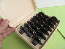 Vintage IDEAL Quelle Nähmaschinen Zierstich Schablonen Scheiben Set in Box rare