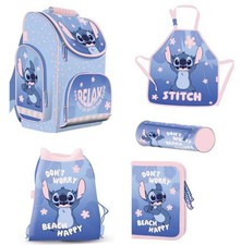 Disney Stitch 5 teiliges Schulranzen Set mit Mäppchen Turnbeutel und Malschürze