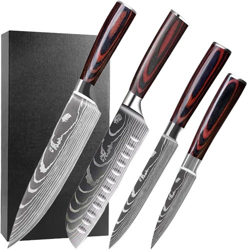 Messer set tlg damast - 4-tlg, damast-optik