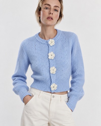 Hellblaue strickjacke pullover - strickjacke,