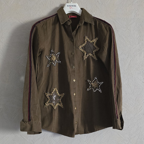 Damen bluse khaki langarm - re,