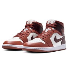 Nike Air Jordan 1 Mid Damen Sneaker Weiß Braun Leder Retro - Blitzversand ⚡