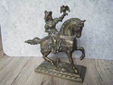 Antike Messing Figur Reiterin mit Adler auf Pferd